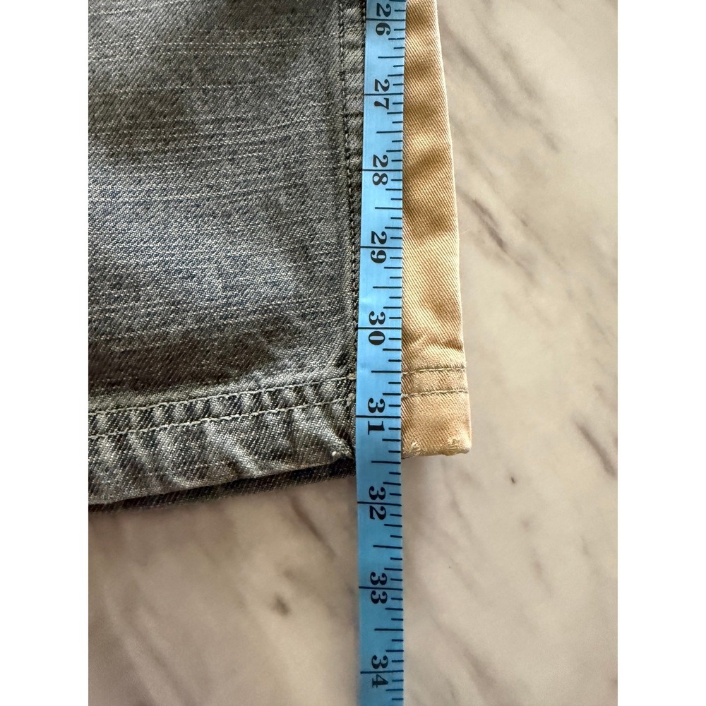 Sean John Vintage Baggy Jeans Gray Blue Tan Contrast Panel Star Patch Mens 36 - Picture 5 of 11